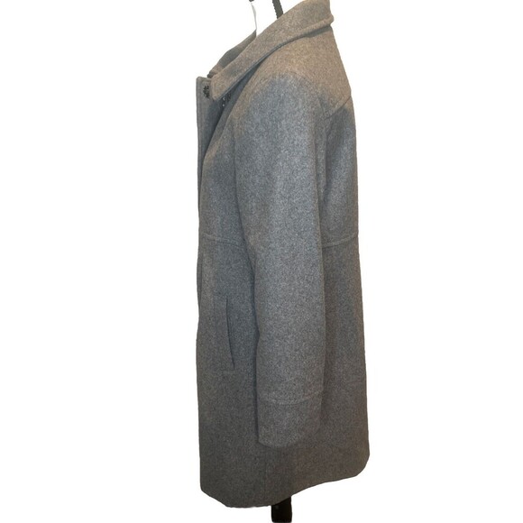Women’s DKNY Gray Wool Blend Babydoll Peacoat Fully Lined Size 12 Petite MINT - Picture 4 of 10
